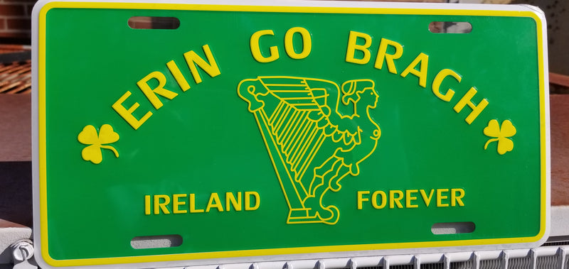 Erin Go Bragh Ireland Forever Embossed License Plate Irish Automobile Aluminum Car Tag Shamrock Harp