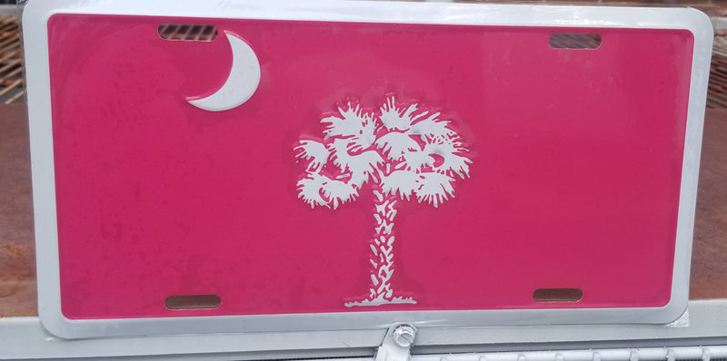 South Carolina Pink White License Plate Flag