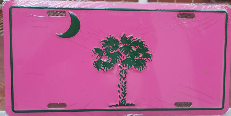 South Carolina Pink Green License Plate Flag