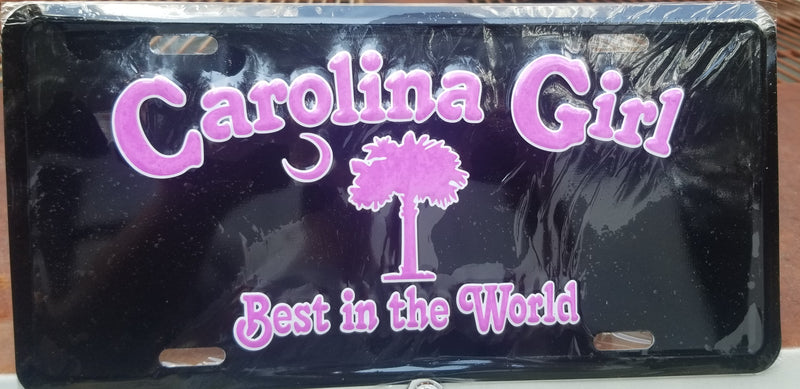 Carolina Girl Best in the World Black Pink License Plate