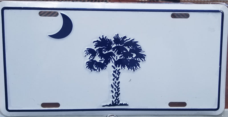 South Carolina State Flag License Plate White