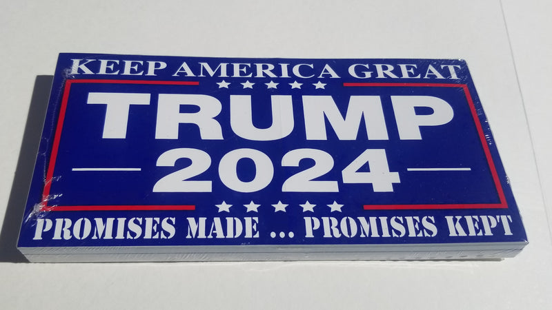Donald Trump 2024 Keep America Great Promises Made Kept Bumper Sticker Made in USA