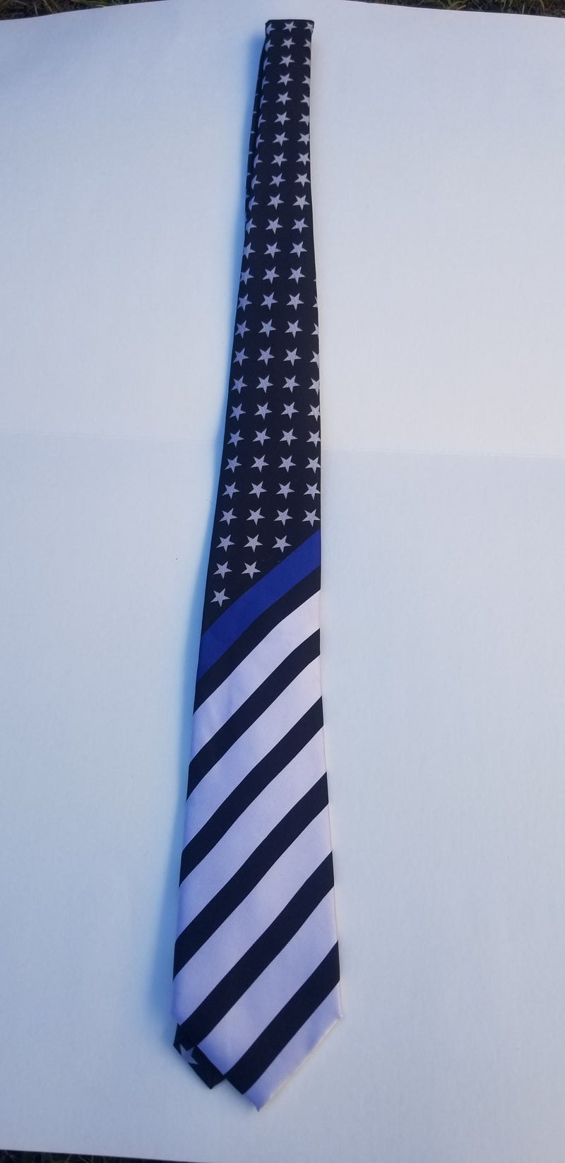 USA American Police Memorial Tie Men's Ties THIN BLUE LINE