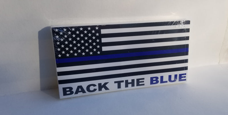 Back The Blue US Police Memorial Blue Line Bumper Sticker