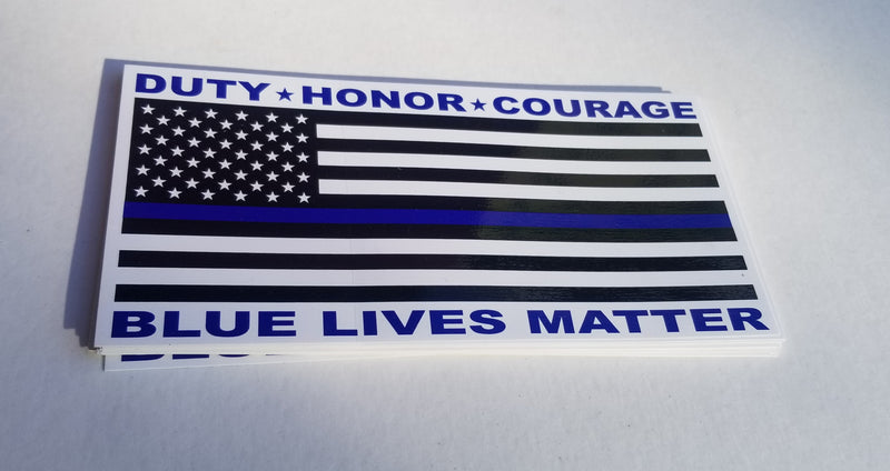 Duty Honor Courage Blue Lives Matter US Police Memorial Bumper Sticker