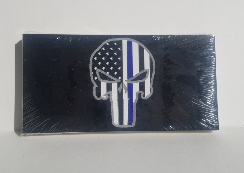 US Police Memorial Punisher Blue Line Bumper Sticker