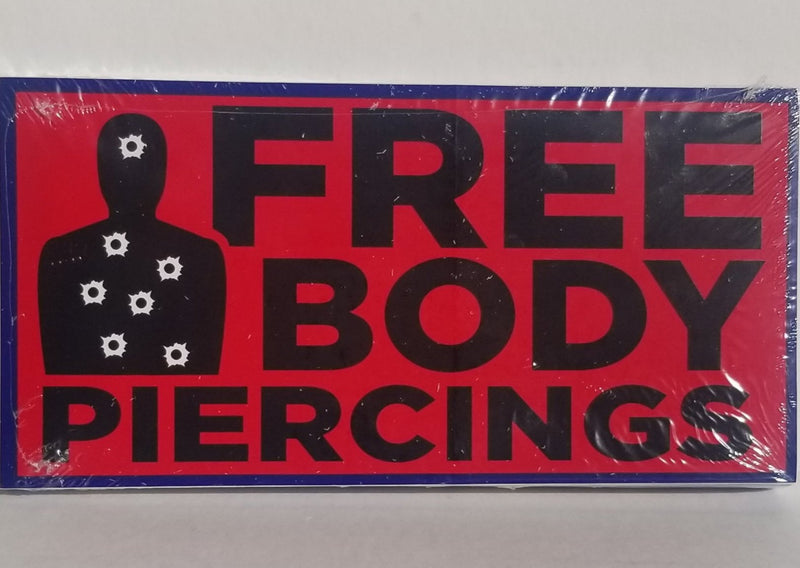 Red Free Body Piercings Bumper Sticker