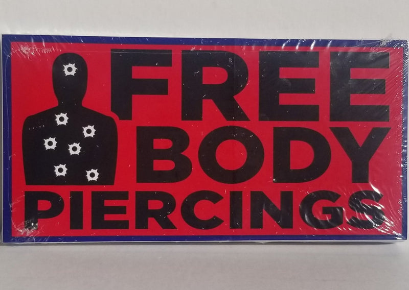 Free Body Piercing Red Bumper Sticker