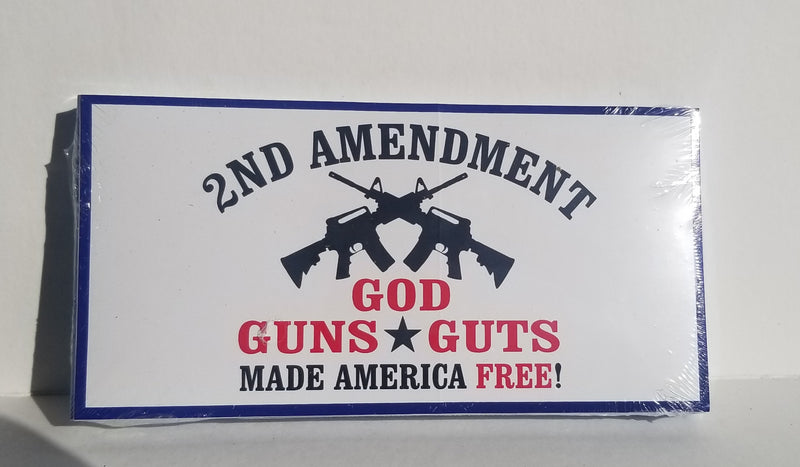 2nd Amendment God Guns Guts Made America Free Bumper Sticker
