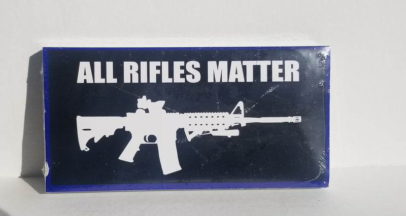 All Rifles Matter Black Blue Border Bumper Sticker