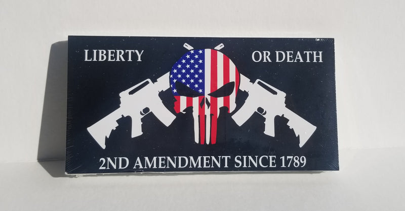 Liberty Or Death 2nd Amendment USA Punisher Bumper Sticker