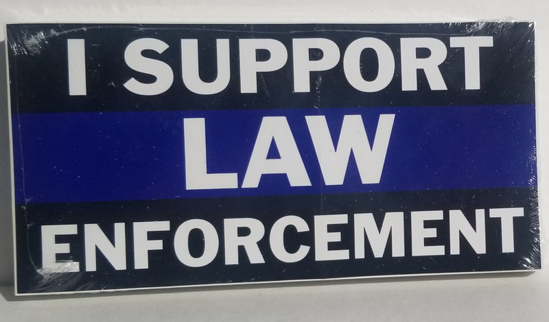 I Support Law Enforcement Blue Line Bumper Sticker