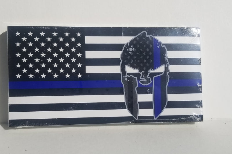 US Police Memorial Spartan Helmet Bumper Sticker