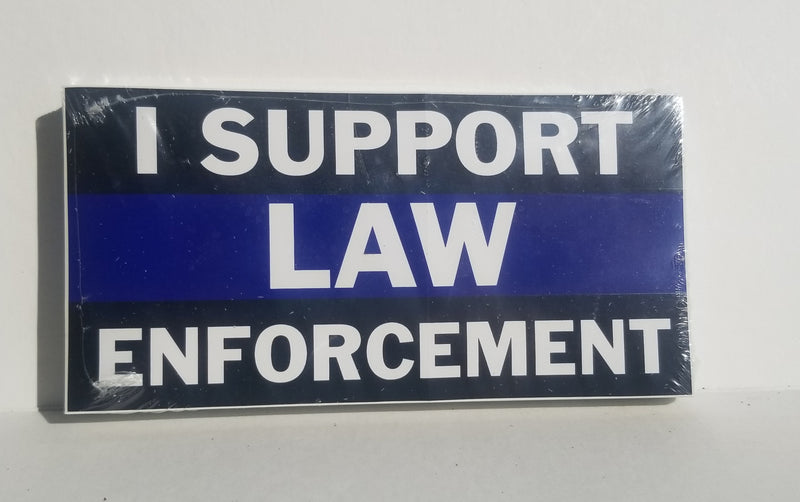 I Support Law Enforcement Blue Line Bumper Sticker