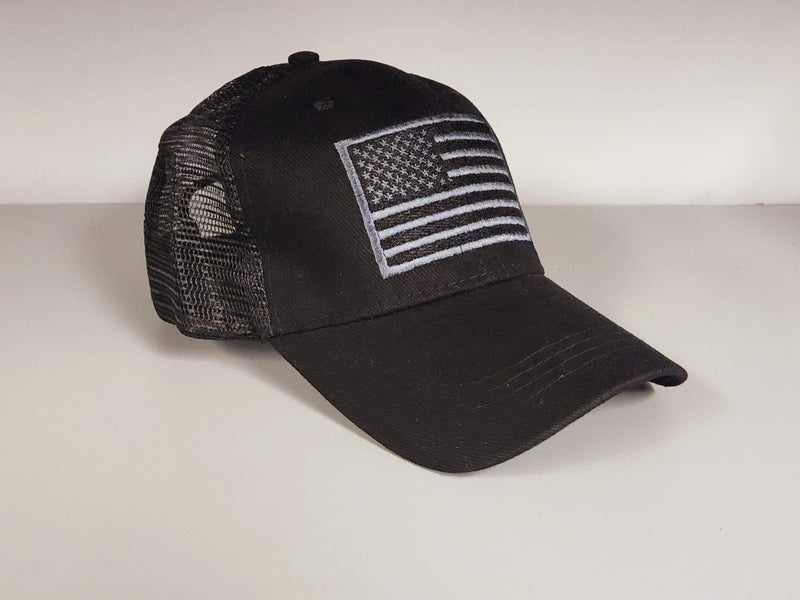 USA American Silver Patch Embroidered Cap Mesh Back