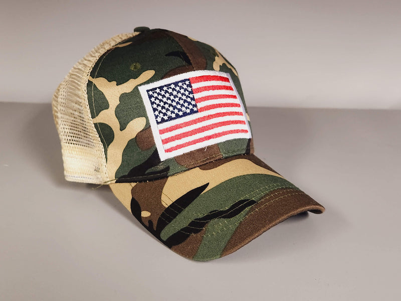 USA American Patch Camo Embroidered Cap Mesh Back