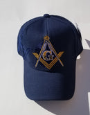 Mason Cap Masonic Navy Blue Gold Embroidered Square & Compass