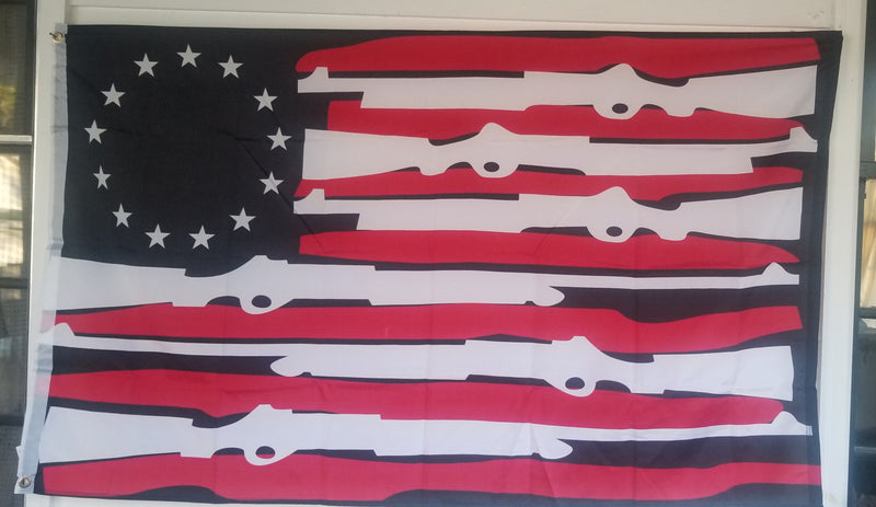 Betsy Ross Gun Rifles 3'X5' Flag Rough Tex® 100D 1776