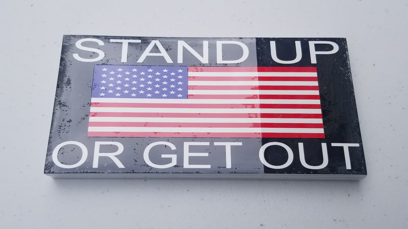 Stand Up Or Get Out USA Bumper Sticker American Flag