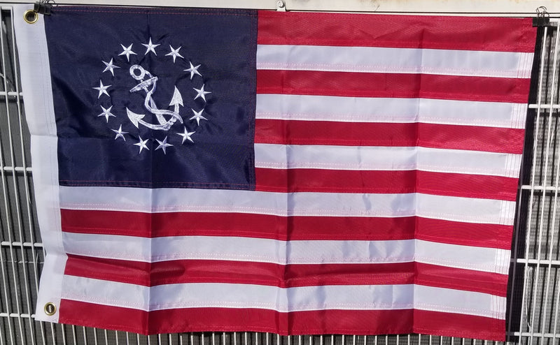 US Yacht American Boat Flag 210D Dura-Lite ® Nylon Sewn & Embroidered 16"x24" Inches