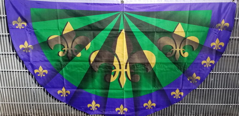 3'x5' Mardi Gras Buntings 100D Fleur de lis Rod Solow Inspired French New Orleans Cajun Country Fans