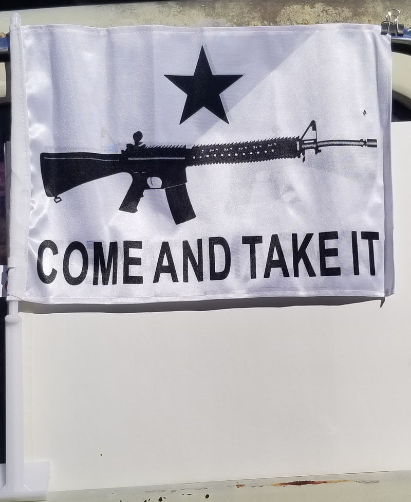 Come And Take It M4 2nd Amendment 12"x18" Car Flag ROUGH TEX® Knit Double Sided