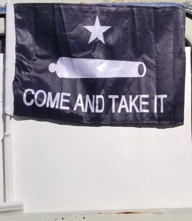 Gonzales Come And Take It Black 12"x18" Car Flag ROUGH TEX® Knit Double Sided