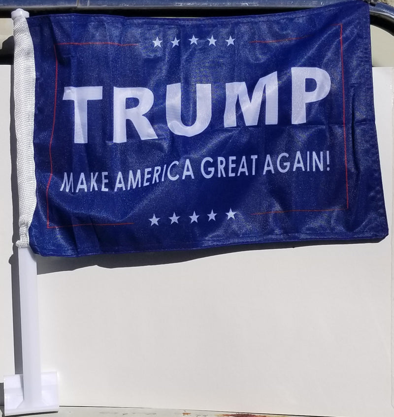 Trump Make America Great Again Blue 12"x18" Car Flag ROUGH TEX® Knit Double Sided