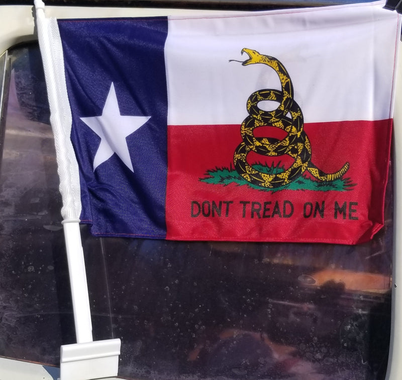 Texas Gadsden Don't Tread On Me 12"x18" Car Flag ROUGH TEX® Knit Double Sided