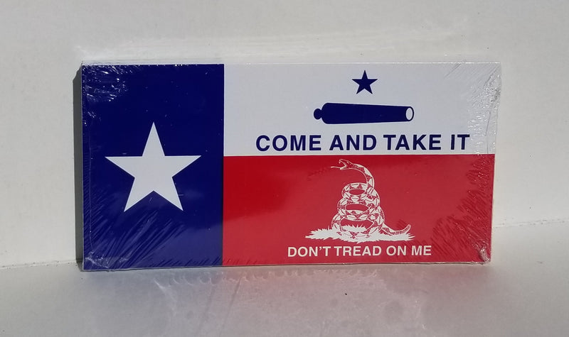 Texas Come and Take It Gonzales Flag Gadsden Don't Tread on Me American Made Bumper Sticker Border Wars