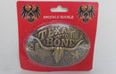 Texas to the Bone Longhorn Gold Bronze Oval Belt Buckle