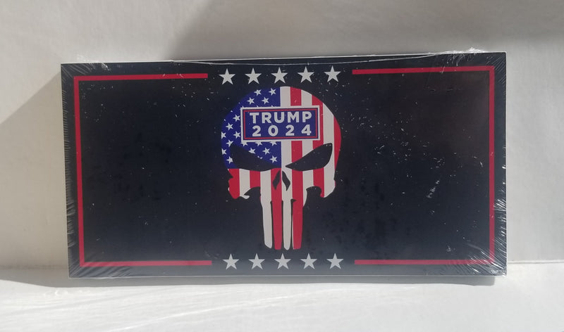 Trump 2024 Punisher Blackout American Flag Bumper Sticker Made in USA