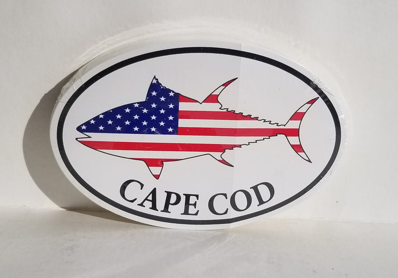 Cape Cod USA Fish Oval Bumper Stickers Made in USA