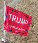 TRUMP KEEP AMERICA FIRST! Double sided red car flags