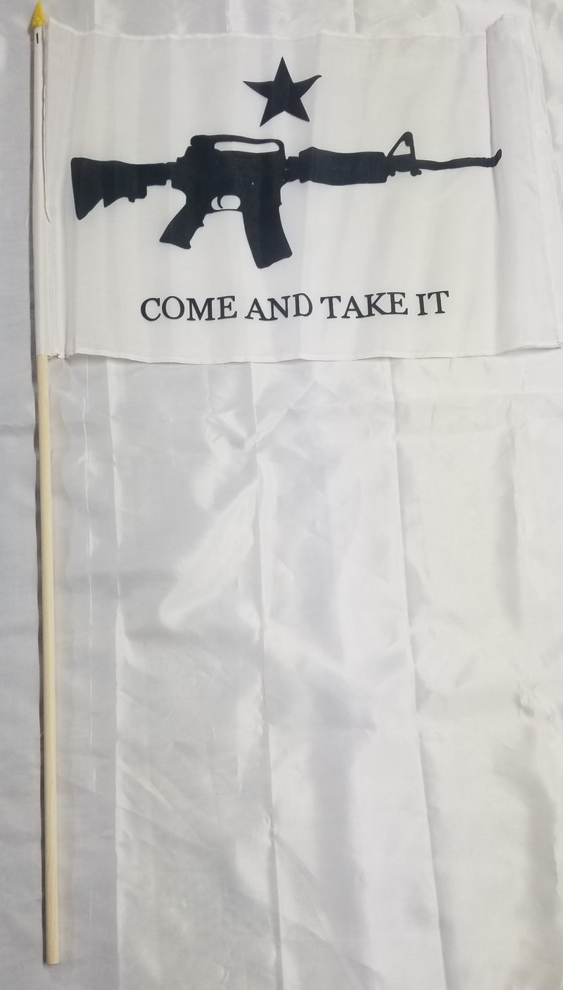 M4 Come & Take It 12"x18" Stick Flags Texas 12x18 Inch Flags NRA