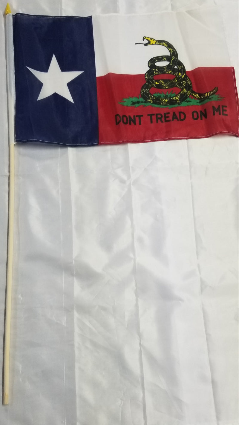 Texas Gadsden Flags Don't Tread On Me 12"x18" Stick Flags Texas 12x18 Inch Flags NRA Border Wars