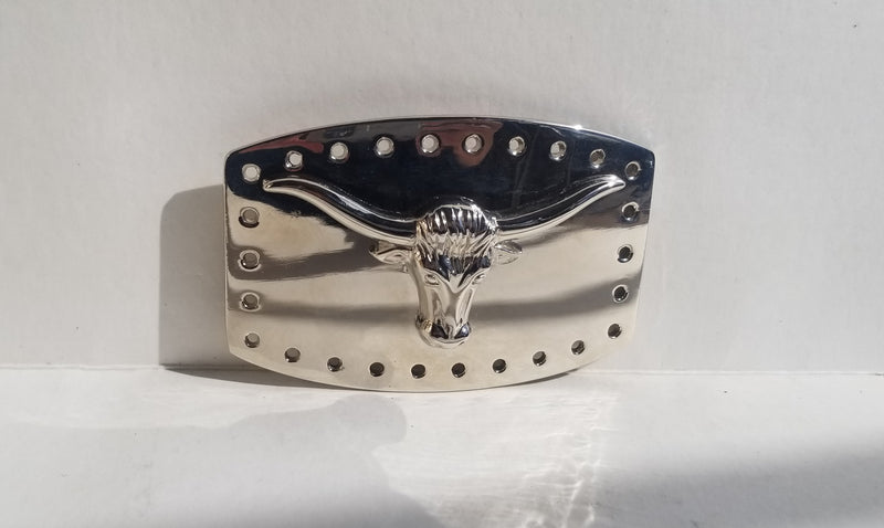 Longhorn Bull Belt Buckles Silver