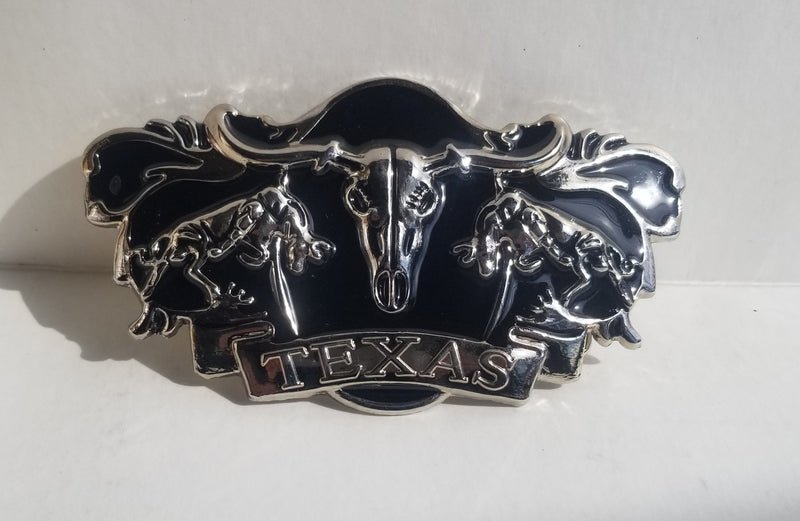 Texas Bull Belt Buckles Black & Silver