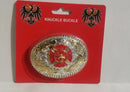 Fire Department Maltese Cross Embossed Belt Buckles Red Gold & Silver