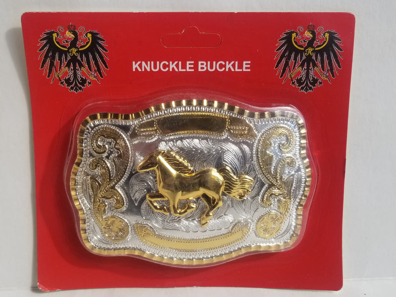 Stallion Running Embossed Belt Buckles Gold & Silver