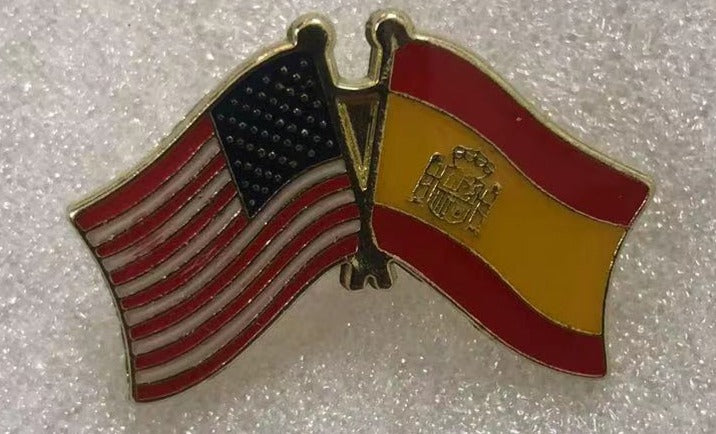 USA & Spain Friendship Lapel Pins American Spanish Flags Pin
