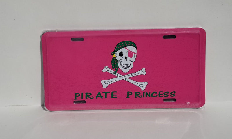 Pirate Princess Pink Embossed License Plate