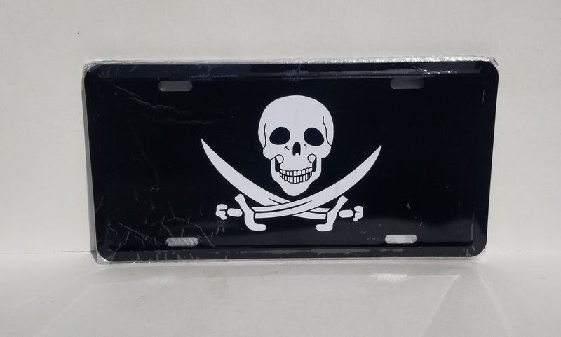 Pirate Crossed Sabers Embossed License Plate