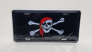 Pirate Jolly Roger Red Bandana Embossed License Plate Nightfall Black Skull Bones