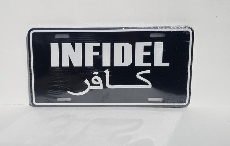 Infidel Embossed License Plate American USA Black Automile Aluminum Car Tags