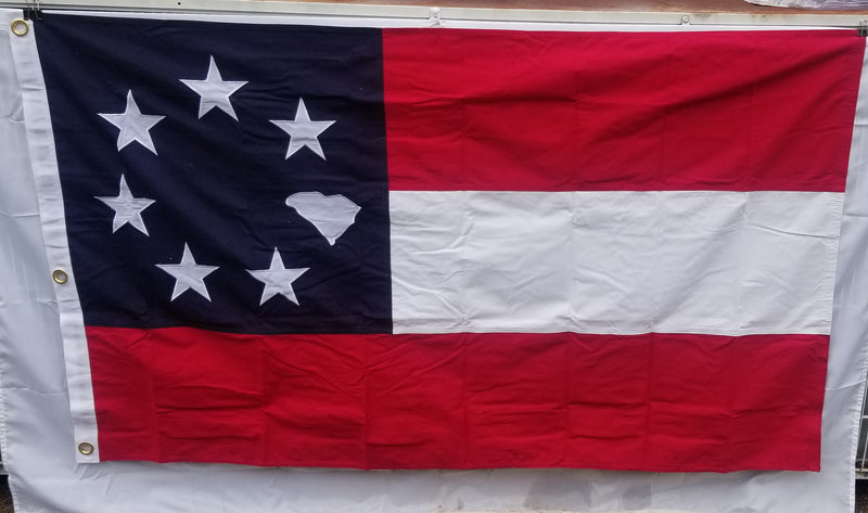 South Carolina Flags Stars & Bars Official 1st National CS 1861 3'x5' 100% Cotton Sewn