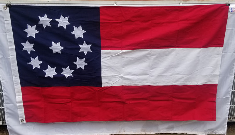 Second Georgia 11 Stars & Bars Flags Official CS 1861 3'x5' 100% Cotton Sewn