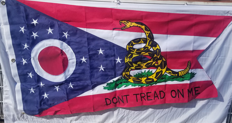 Ohio Gadsden Embroidered 2Ply 600D Rough Tex Flags 3x5 Feet