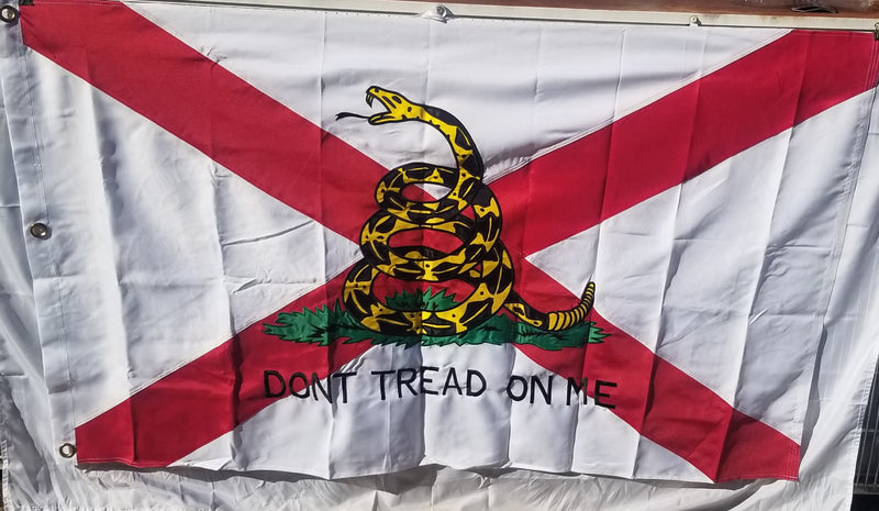 Alabama Gadsden Embroidered 2Ply 600D Rough Tex Flags 3x5 Feet