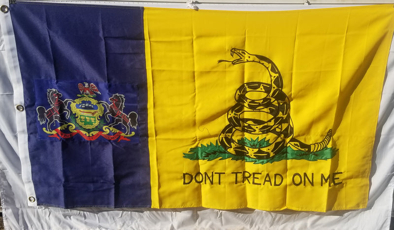 Pennsylvania Gadsden Embroidered 2Ply 600D Rough Tex Flag 3x5 Feet